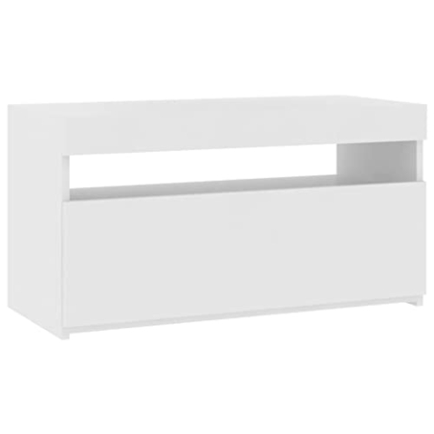 vidaXL TV Schrank mit LED-Leuchten Lowboard TV Möbel Tisch Board Sideboard Fernsehtisch Fernsehschrank HiFi-Schrank Hochglanz-Weiß 75x35x40cm