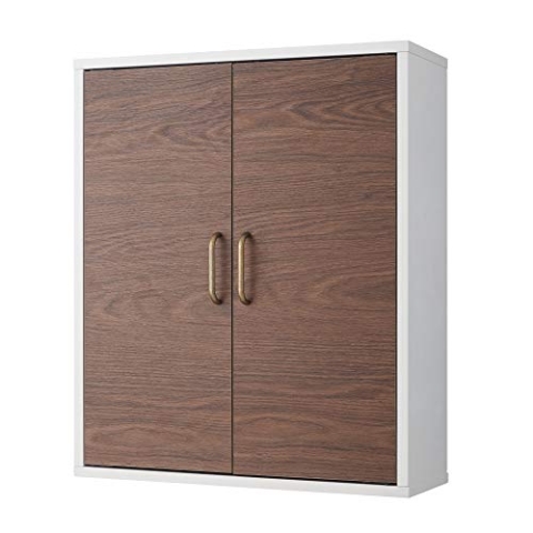 Teamson Home Tyler Holz Badezimmer Wand Medizinschrank 18 cm x 50,8 cm x 61 cm Weiß/Braun EHF-F0011