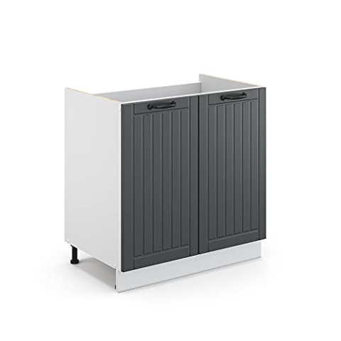 Vicco Spülenunterschrank Fame-Line, Anthrazit/Weiß, 80 cm ohne Arbeitsplatte