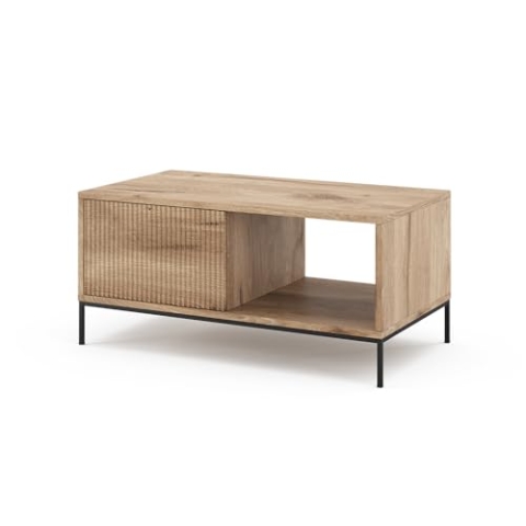 Vicco Couchtisch Eliza, Wohnzimmertisch mit Schublade, Viking Oak, 90 x 50 cm mit Einer Schublade
