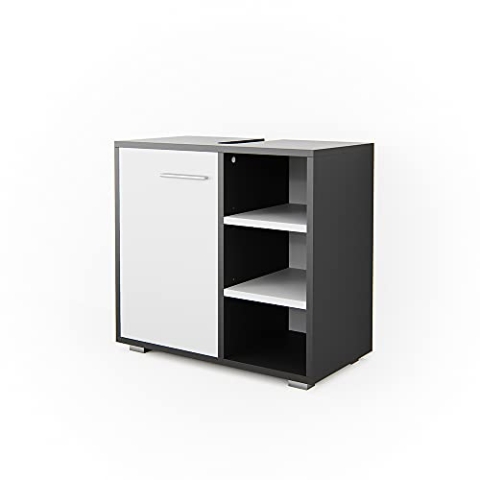 Vicco Waschbeckenunterschrank Perry, Waschtischunterschrank, Anthrazit/Weiß, 60 x 55.6 cm