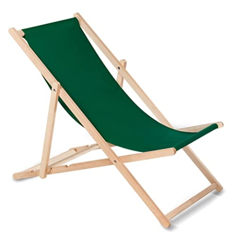 Green Blue Liegestuhl Sonnenliege Klappbar aus Buchholz ohne Armlehne Sonnenliege Gartenliege Liege (Dunkelgrün)