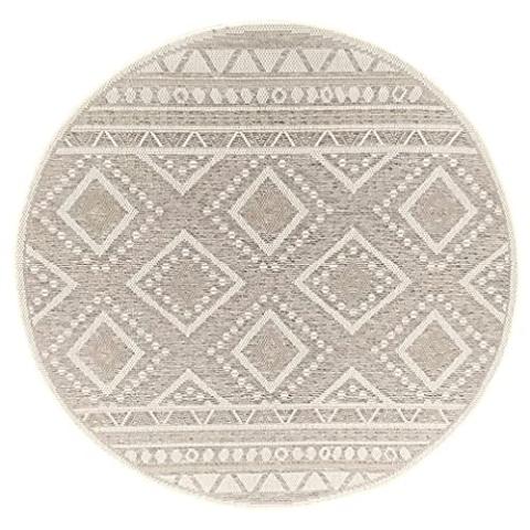 the carpet Calgary - robuster Teppich, Flachgewebe, modernes Design, ideal für Wohnzimmer, Esszimmer und Außenbereich, In- und Outdoor, Vintage-Optik, Boho-Style, Beige, 160 x 160 cm