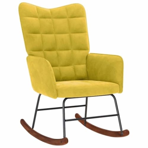 vidaXL Schaukelstuhl Gelb Samt, Stuhl, Wohnzimmerstuhl, Relaxsessel, Loungesessel, Loungesitz, Wippe, Relaxsessel, Samtstuhl, Samtschaukelstuhl