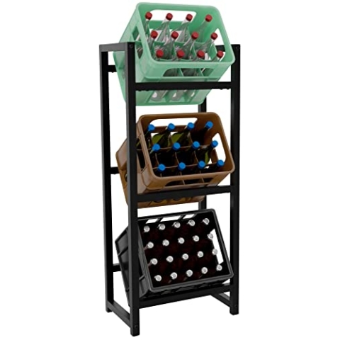 CLP Getränkekistenständer Stack I Platzsparendes Robustes Kistenregal für Getränkekisten I In verschiedenen Größen und Farben erhältlich, Farbe:schwarz, Größe:116x47x31 cm