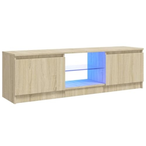 vidaXL TV Schrank mit LED-Leuchten Lowboard Sideboard Fernsehschrank Fernsehtisch TV Möbel Tisch Board HiFi-Schrank Sonoma-Eiche 120x30x35,5cm