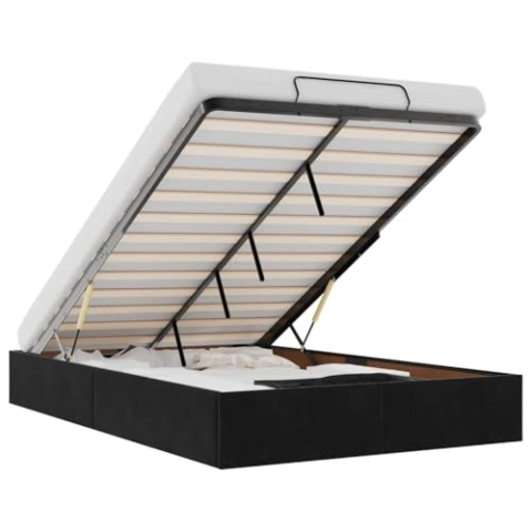 vidaXL Ottoman-Bett ohne Matratze Schwarz 120x200 cm Samt, Bettrahmen, Bettgestell mit Stauraum, Polsterbett, Bettgestell, Bettrahmen mit Stauraum