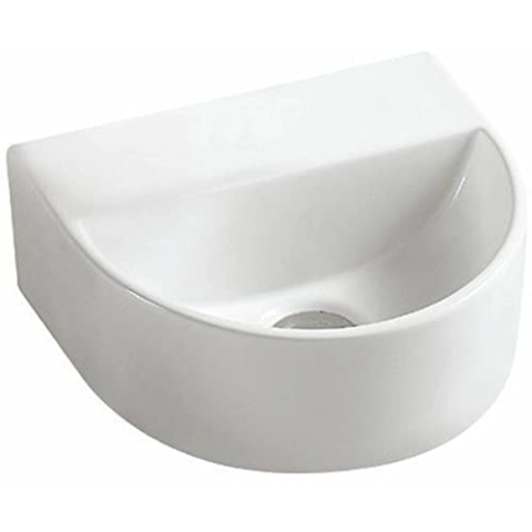 Saqu Halbrundes Waschbecken ohne Hahnloch 30x25x12 cm - Weiß - Waschbecken für Unterschrank, Waschtisch für Gäste WC