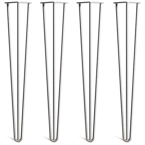 The Hairpin Leg Co. 4X Haarnadel-Tischbeine: Doppel-Schweiß Stahl, Schrauben, Anleitung, Schutzfüße. Klassischer 10mm 3 Stangen Stil. 71cm Klarlack
