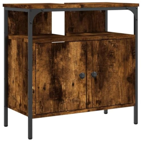 vidaXL Waschbeckenunterschrank, Waschbeckenschrank mit viel Stauraum, Unterschrank für Waschbecken Waschtisch, Badschrank Badezimmerschrank Badmöbel, Räuchereiche Holzwerkstoff