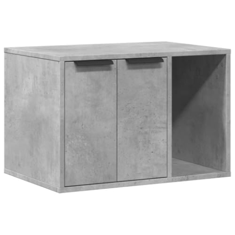 vidaXL Katzenklo Schrank, Katzenschrank Katzentoilette, Beistelltisch Katzenhaus, Katzenmöbel Verstecktes Design, Betongrau Holzwerkstoff