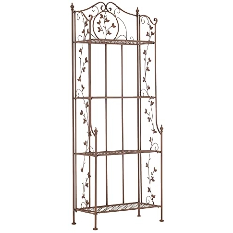 CLP Arona stabiles Standregal im Landhausstil I Klappbares Eisenregal mit 4 Regalböden I erhältlich, Farbe:antik braun