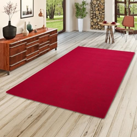 Snapstyle Feinschlingen Velour Teppich Strong Rot, Größe:133x133 cm