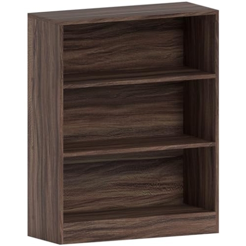 Vida Designs Cambridge Bücherregal mit 3 Ebenen, niedrig, Walnuss, Holz-Regaleinheit für Büro, Wohnzimmermöbel