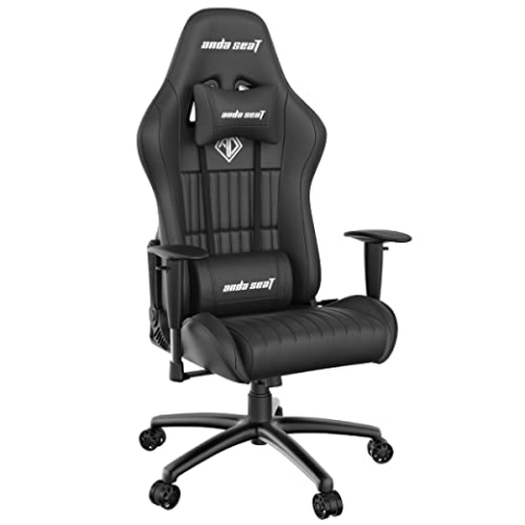 Anda Seat Jungle Gaming Stuhl - Ergonomischer PC Stuhl für Erwachsene mit 2D Armlehnen, Lendenkissen, 90-160° Neigung, Bequemer Stuhl mit Hochleistungsrahmen, Gamingstuhl mit PVC-Leder, Schwarz