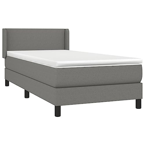 vidaXL Boxspringbett mit Matratze Bett Einzelbett Polsterbett Bettgestell Bettrahmen Lattenrost Hotelbett Schlafzimmerbett Dunkelgrau 100x200cm Stoff
