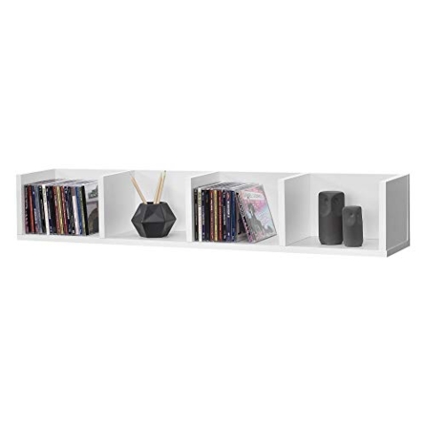 [en.casa] Wandregal Ekerö Hängeregal mit 4 Ablagen Schweberegal 95 x 17 x 16,5 cm Wandboard Weiß
