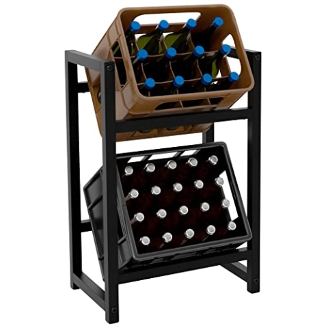 CLP Getränkekistenständer Stack I Platzsparendes Robustes Kistenregal für Getränkekisten I In verschiedenen Größen und Farben erhältlich, Farbe:schwarz, Größe:75x47x31 cm