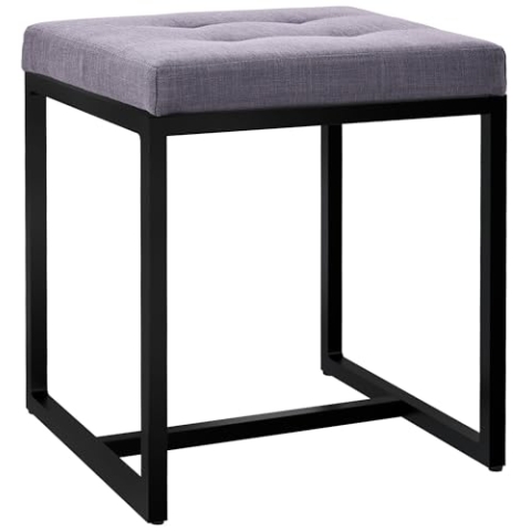 CLP Sitzhocker Barci I Moderner Hocker | Hochwertiger Polsterhocker mit schwarz pulverbeschichteten Eisengestell, Farbe:dunkelgrau, Material:Stoff