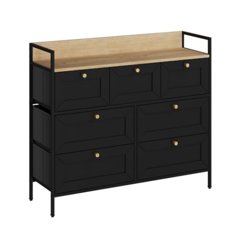 Vicco Kommode Belaro, Kommodenschrank, Schwarz, 98 x 85 cm mit 7 Schubladen