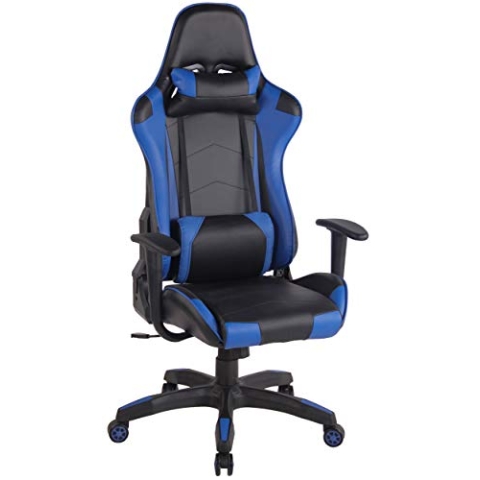 CLP Gaming Bürostuhl Miracle Mit Kunstlederbezug | Höhenverstellbarer Gamingstuhl Mit Leichtlaufrollen Erhältlich, Farbe:schwarz/blau