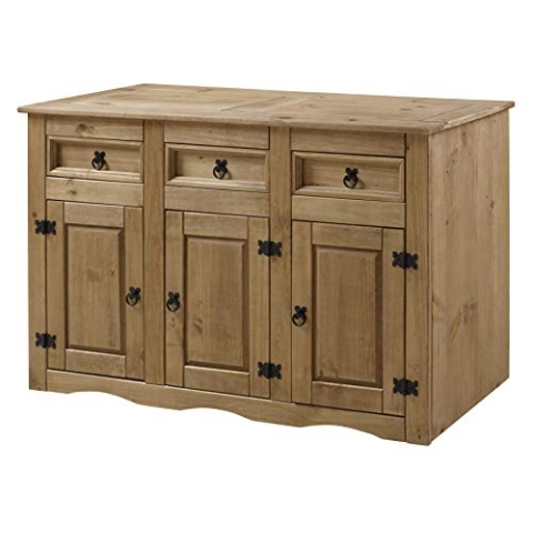Sideboard Anrichte Kommode Mexico, Wohnzimmer, Kiefernholz gewachst, Antik