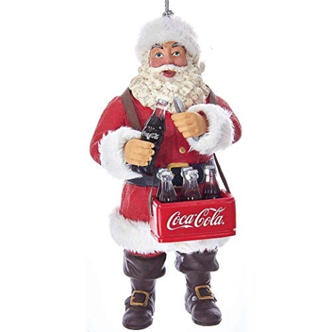 Kurt Adler Coca-Cola Dekofigur, Weihnachtsmann-Flaschenornament, Kunststoff, Stoff, Schmuck, Weihnachten