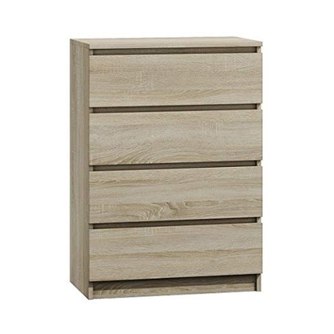 Shumee Kommode Schrank 4 Schubladen M4 Malwa 40x70x97 cm Sideboard Anrichte Highboard Farbe Eiche Sonoma