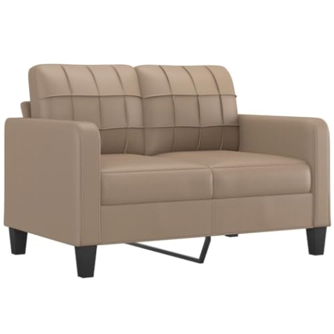 vidaXL Sofa 2 Sitzer, Couch für Wohnzimmer, Polstersofa mit Metallgestell, Loungesofa Zweisitzer Wohnzimmersofa Wohnzimmermöbel, Cappuccino Braun Kunstleder