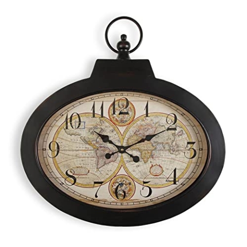 Versa Pangea Dekorative Wanduhr für die Küche, das Wohnzimmer, Esszimmer oder Schlafzimmer, Maßnahmen (H x L x B) 63 x 6 x 60 cm, Metall, Farbe: Schwarz