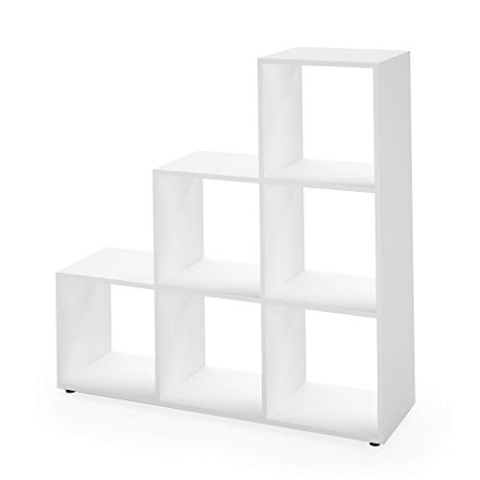 Vicco Treppenregal, stehendes Bücherregal, Weiß, 105 x 107.5 cm