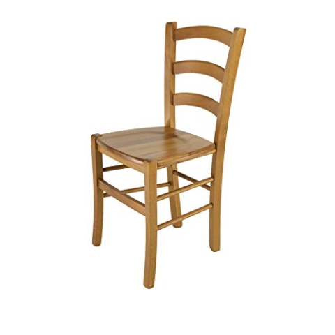 t m c s Tommychairs - Stuhl Venice für Küche und Esszimmer, Robuste Struktur aus lackiertem Buchenholz im Farbton Eichenholz und Sitzfläche aus Holz