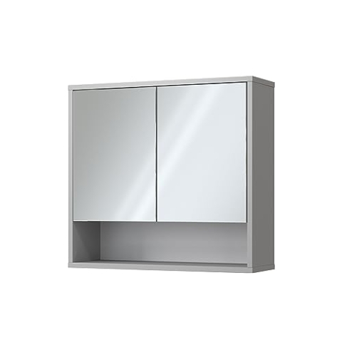 Vicco Badspiegelschrank Eliza, Badezimmerspiegel, Grau, 70 x 65 cm mit 2 Türen