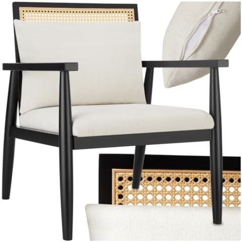 tectake® Lounge Sessel, Stuhl mit Wiener Geflecht Dekoration, Cocktailsessel modern, Armlehnstuhl, Relaxstuhl für Esszimmer, als Möbel Wohnzimmer, Loungesessel oder Lesesessel bequem