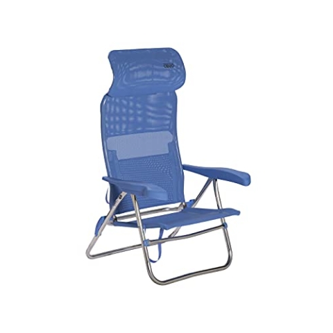 Silla playa aluminio, desmontable. (Multifibra) CABEZAL COMPACT, Blau