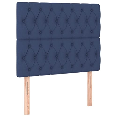 vidaXL LED Kopfteil Bettkopfteil Polsterkopfteil Betthaupt für Bett Bettgestell Bettrahmen Schlafzimmer Bettzubehör Blau 90x7x118/128cm Stoff