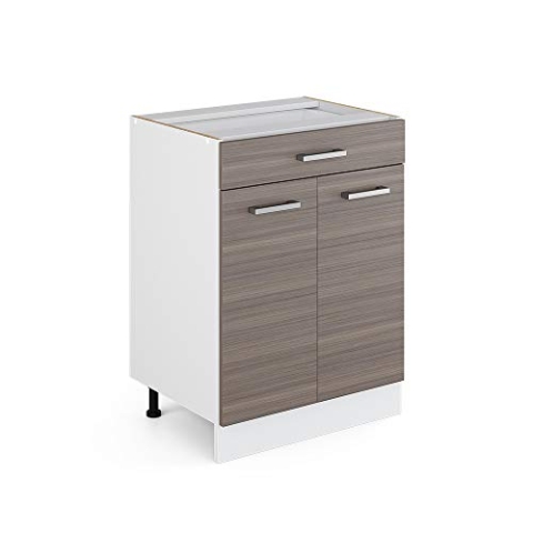 Vicco Küchenschrank R-Line, Edelgrau, 60 cm mit Schublade, ohne Arbeitsplatte