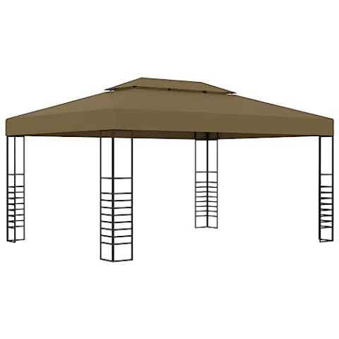 vidaXL Pavillon Gartenzelt Partyzelt Festzelt Gartenpavillon Bierzelt Garten Zelt Outdoor 3x4m Taupe 180g/m² Stahl Stoff mit PA-Beschichtung