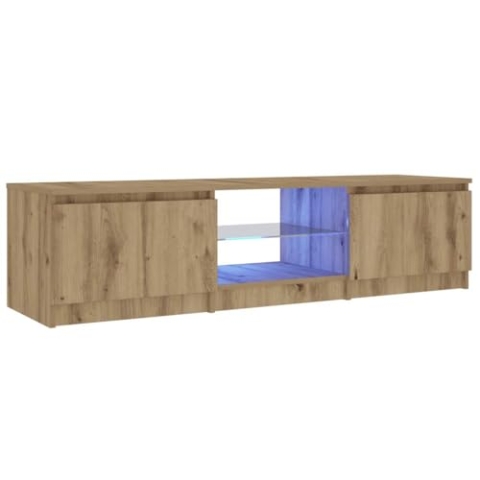 vidaXL TV-Schrank mit LED-Leuchten Artisan-Eiche 140x40x35,5 cm, TV-Möbel, TV-Board, Fernsehtisch, TV-Ständer, Fernsehschrank, Fernsehmöbel