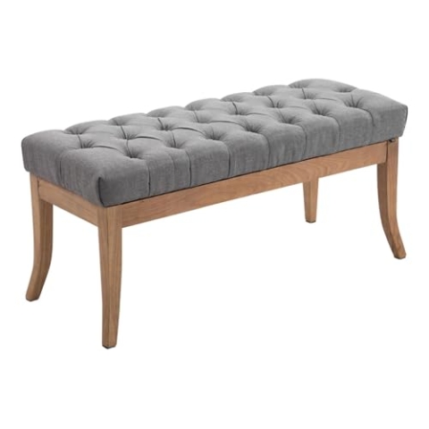 CLP Sitzbank Ramses mit hochwertiger Polsterung und Stoffbezug I Bank mit antik-Hellen Holzbeinen I Holzbank mit Einer Sitzhöhe von: 46 cm, Farbe:grau, Größe:100 cm