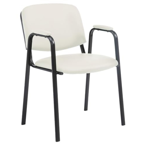 CLP Stapelstuhl Ken Pro I Konferenzstuhl Mit Kunstleder-Bezug Und Armlehnen, Farbe:Creme