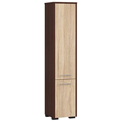 AKORD Badezimmer-Hochschrank schränke | Badezimmer kommode | FIN 2D, 2 Türen (je Oben und unten) | B30 x H140 x T30 cm | Gewicht 25 kg | auch als Hängeschrank für Wandmontage geeignet