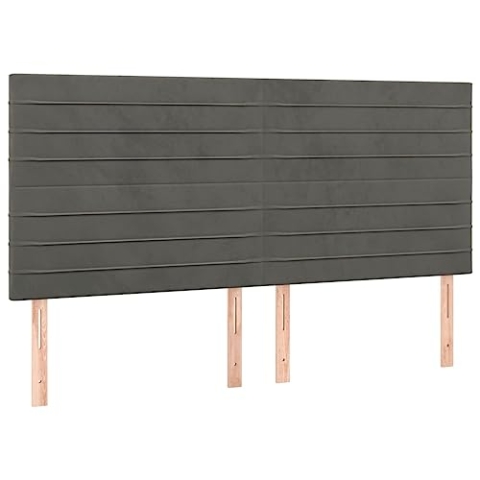 vidaXL Kopfteil 4 STK., Bettkopfteil mit Holzbeinen, Höhenverstellbar Polsterkopfteil für Bett, Betthaupt Bettzubehör Schlafzimmer, Dunkelgrau 90x5x78/88cm Samt