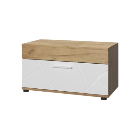 Vicco Wohnzimmerschrank Berno, Goldkraft Eiche/Weiß, 70.8 x 38.9 cm mit Klapptür