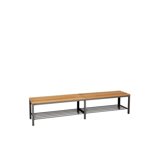 furni24 Bank Umkleidebank, Sitzbank für Umkleideräume mit Schuhrost BxHxT: 200x42x40 cm, Umkleidesitzbank, Umkleidebank, Garderobenbank, Sportbank, Bank mit Echtholz für Fitnessstudio