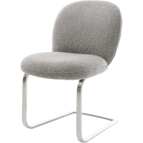 DELIFE Schwingstuhl Nube-Flex Freischwinger flach Edelstahl Bouclé Silbergrau Taschenfederkern