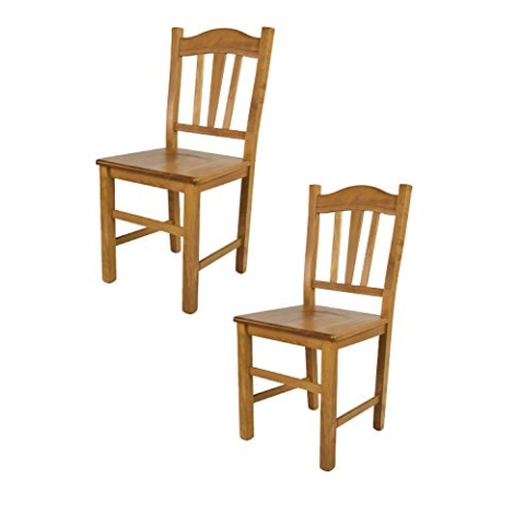 t m c s Tommychairs - 2er Set Stühle Silvana für Küche und Esszimmer, Robuste Struktur aus Buchenholz, in der Farbe Eichenholz lackiert und Sitzfläche aus Holz