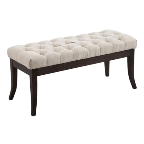 CLP Sitzbank Ramses mit hochwertiger Polsterung und Stoffbezug I Bank mit antik-dunklen Holzbeinen I Holzbank mit Einer Sitzhöhe von: 46 cm, Farbe:Creme, Größe:100 cm