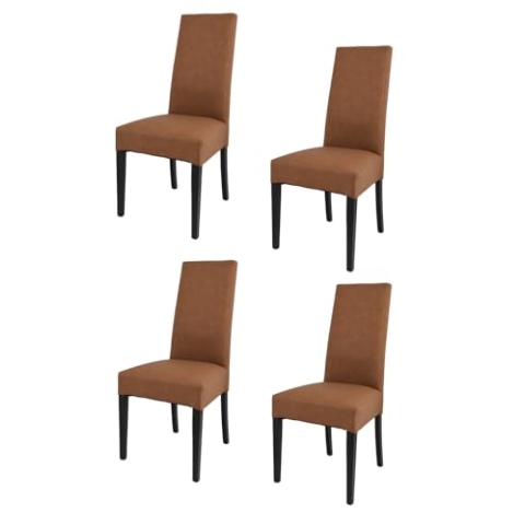 t m c s Tommychairs - 4er Set Moderne Stühle Luisa für Küche und Esszimmer, robuste Struktur aus lackiertem Buchenholz Farbe Wengeholz, Gepolstert und mit Kunstleder in der Lederfarbe bezogen