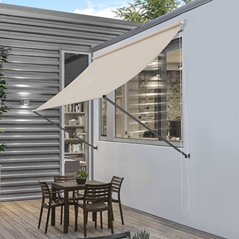 pro.tec Markise 'Malaga' 250 x 120 cm in Sandfarben Witterungsbeständig Sonnenschutz Beschattung Terrasse Garten